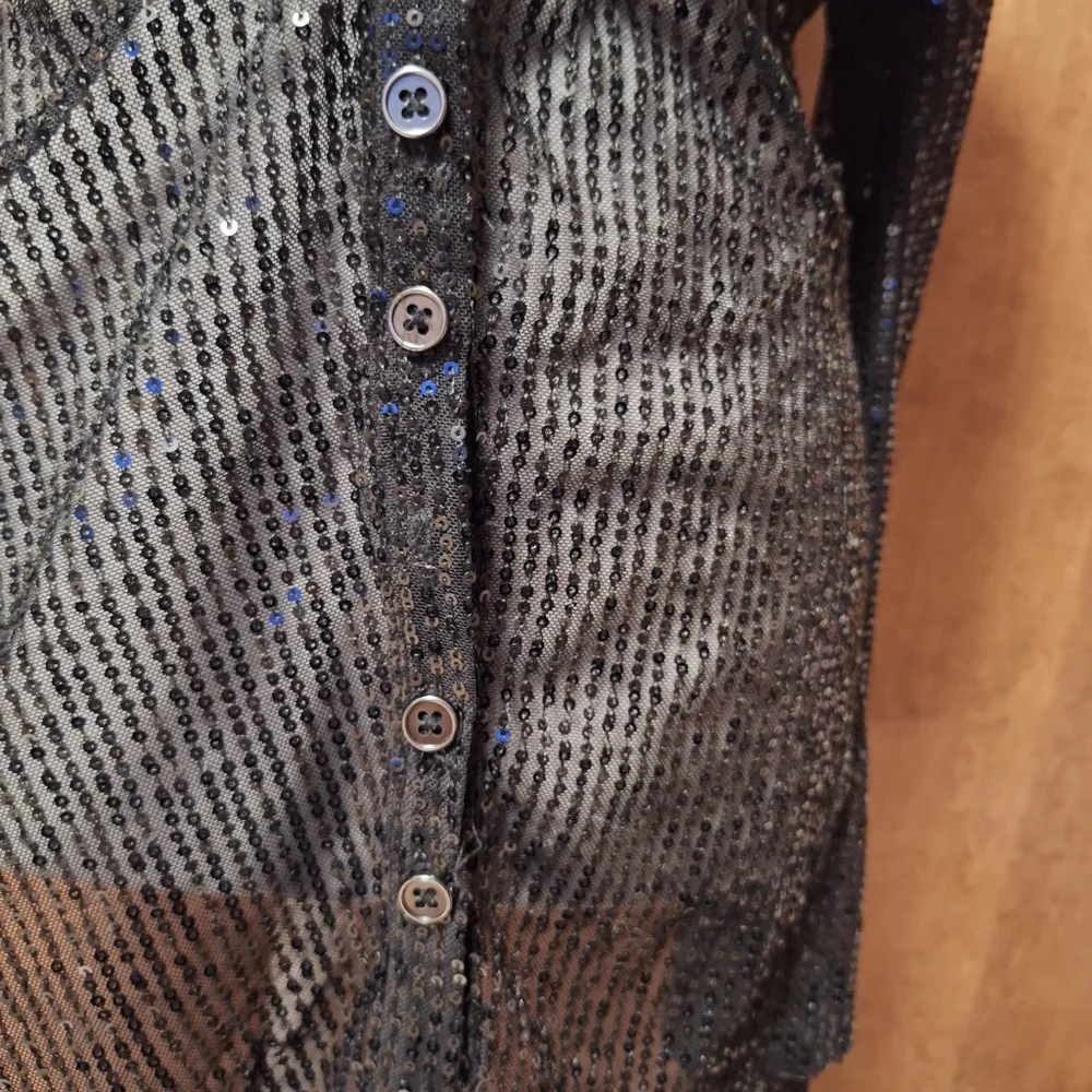 Free People Elegant Black Sequin Button-Up Top - Picture 6 of 6